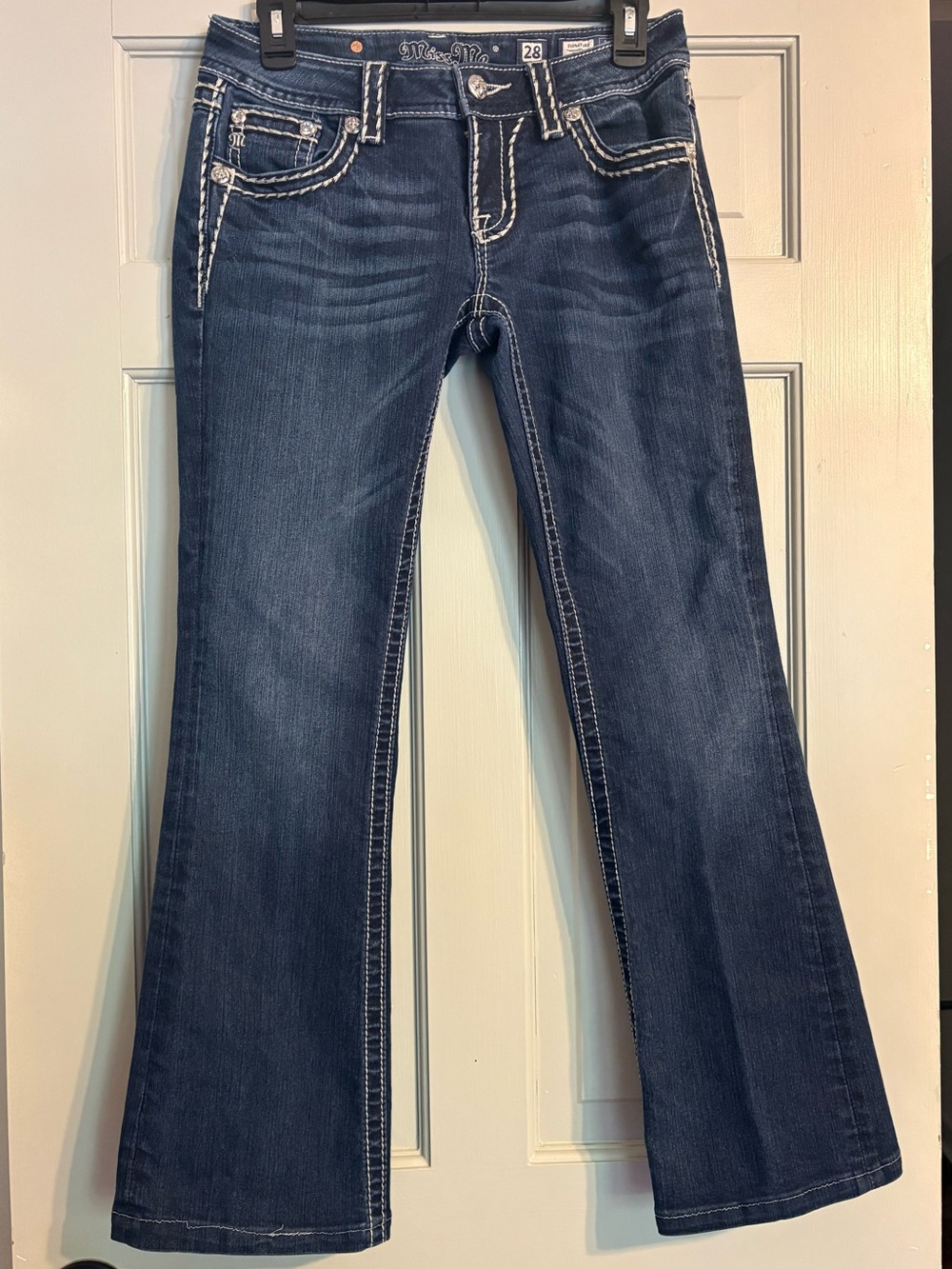 Y2K Miss Me Size 28 Dark Blue Signature Bootcut Jeans